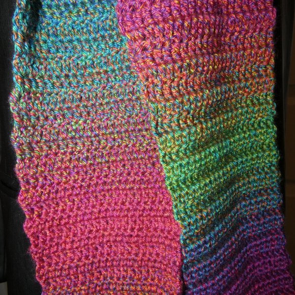 Colorful Scarf 95x5.5 Long Handmade Crochet Knit Men Women Christmas Multi NWT - Picture 2 of 8
